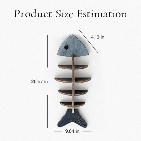 Rustic Wooden Fish Floating Shelf, Unique Fishing Decor Wall Mounted Organizer, Coastal Nautical Display Shelf for Lake House, Bathroom & Living Room in Saudi Arabia