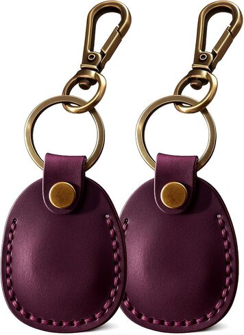 4 Pack Leather Airtag Holder Keychain, Compact Handmade Genuine Leather Air Tag Holder with Keyring Full Coverage Case Cover Compatible for AirTag [4 Pack] in Kuwait