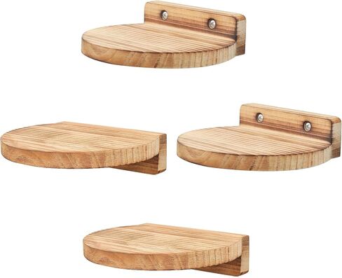 Round Small Floating Shelves,Mini Wall Shelf for Speaker Plants Storage Display Set of 2,Solid Wood Ledges Elegant for Living Rooms Bedroom Bathroom Offices Home Decor,8-inch Diameter,Walnut in Kuwait