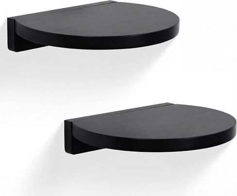Round Small Floating Shelves,Mini Wall Shelf for Speaker Plants Storage Display Set of 2,Solid Wood Ledges Elegant for Living Rooms Bedroom Bathroom Offices Home Decor,8-inch Diameter,Walnut in Kuwait