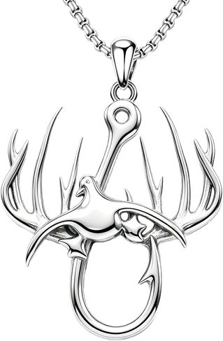 Cross Necklace for Men Cross Deer Antler Fish Hook Pendant Religious Christian Hunting Jewelry Gifts in Kuwait