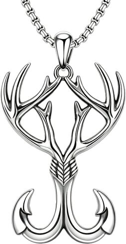 Cross Necklace for Men Cross Deer Antler Fish Hook Pendant Religious Christian Hunting Jewelry Gifts in Kuwait