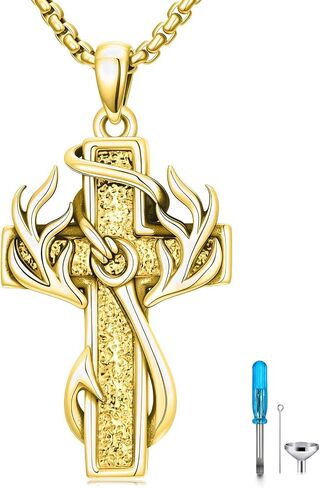 Cross Necklace for Men Cross Deer Antler Fish Hook Pendant Religious Christian Hunting Jewelry Gifts in Kuwait