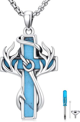 Cross Necklace for Men Cross Deer Antler Fish Hook Pendant Religious Christian Hunting Jewelry Gifts in Kuwait