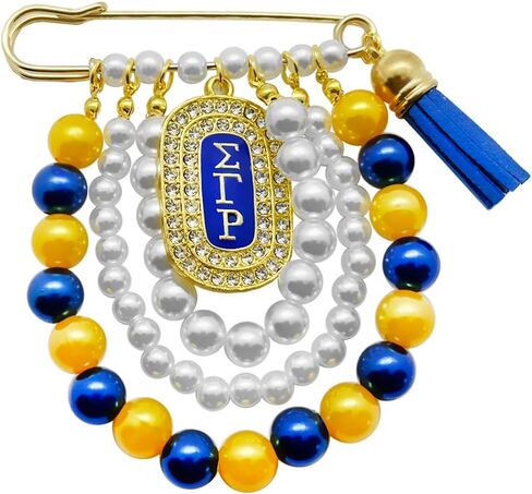 Sorority Imitation Pearl Brooch With Tassel For SIGMA GAMMA RHO Sisters Society Jewelry DIY Beads Chain Rhinestone SGR Letter Charms Pin in Saudi Arabia