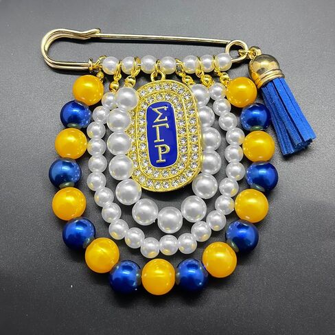 Sorority Imitation Pearl Brooch With Tassel For SIGMA GAMMA RHO Sisters Society Jewelry DIY Beads Chain Rhinestone SGR Letter Charms Pin in Saudi Arabia