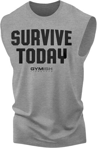 Survive Today Graphic Fitness Tank, Sleeveless Bodybuilding Athletic Tank Top in Kuwait