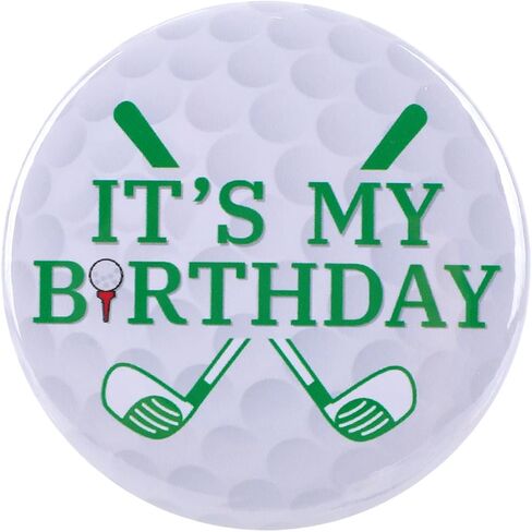Its My Birthday Pin, 5.8cm/2.3in Golf Theme Happy Birthday Button Round Badge for Men Women Kids Adults Celebration Party Favor Decoration & Gift Supplies in Kuwait