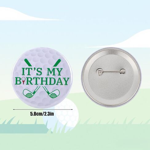 Its My Birthday Pin, 5.8cm/2.3in Golf Theme Happy Birthday Button Round Badge for Men Women Kids Adults Celebration Party Favor Decoration & Gift Supplies in Kuwait