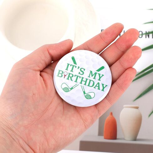 Its My Birthday Pin, 5.8cm/2.3in Golf Theme Happy Birthday Button Round Badge for Men Women Kids Adults Celebration Party Favor Decoration & Gift Supplies in Kuwait