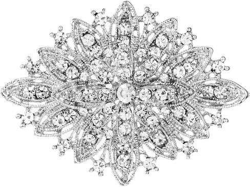 Rhinestone Brooches for Women, Vintage Crystal Brooch Pins Elegant Silver Diamond Lapel Pins for Sweater Coat Dress Suit Wedding Parties in Kuwait
