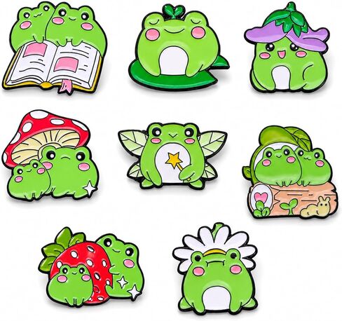 8 قطع kawaii الضفدع المينا دبوس مجموعة لطيف الكرتون الضفدع دبابيس، دبابيس التلبيب لحقائب الظهر والسترات والقبعات، والهدايا المثالية للنساء والمراهقين in Kuwait