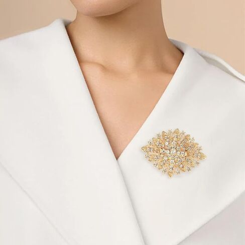2 PCS Vintage Rhinestone Brooches Pin for Women Girls Gold Sliver Crystal Lapel Pins Elegant Dress Accessories Fashion Rhinestone Pins for Clothes Dress Hats Accessory in Saudi Arabia