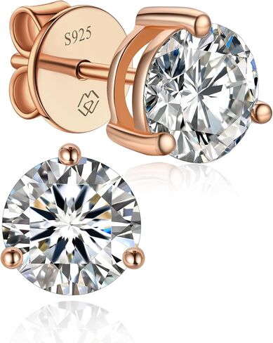 MomentWish Stud Earrings for Women, Moissanite Earrings for Women, 14K White/Rose/Yellow Gold Plated 925 Sterling Silver Studs Anniversary Birthday Christmas Gift for Wife Mom Girlfriend in Kuwait