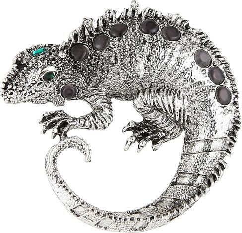 HZMAN Unisex Lizard Chameleon Brooch, Zinc Alloy Vintage & Rhinestone Animal Lapel Pin, Fashion Accessory for Suits, Scarves, Coats, Multiple Styles in Kuwait