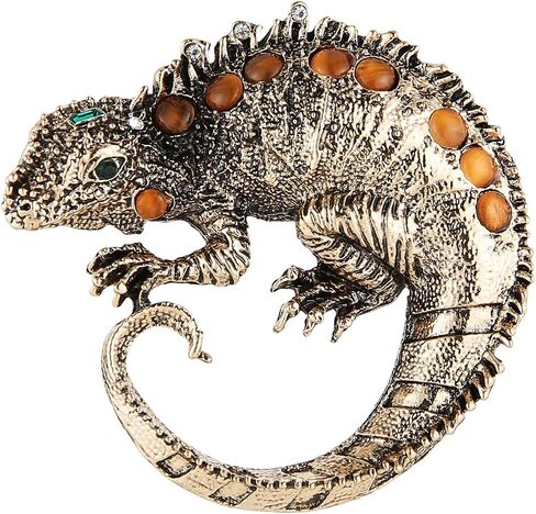 HZMAN Unisex Lizard Chameleon Brooch, Zinc Alloy Vintage & Rhinestone Animal Lapel Pin, Fashion Accessory for Suits, Scarves, Coats, Multiple Styles in Kuwait