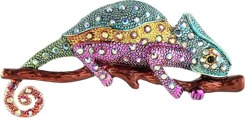 HZMAN Unisex Lizard Chameleon Brooch, Zinc Alloy Vintage & Rhinestone Animal Lapel Pin, Fashion Accessory for Suits, Scarves, Coats, Multiple Styles in Kuwait