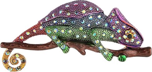 HZMAN Unisex Lizard Chameleon Brooch, Zinc Alloy Vintage & Rhinestone Animal Lapel Pin, Fashion Accessory for Suits, Scarves, Coats, Multiple Styles in Kuwait