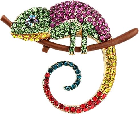 HZMAN Unisex Lizard Chameleon Brooch, Zinc Alloy Vintage & Rhinestone Animal Lapel Pin, Fashion Accessory for Suits, Scarves, Coats, Multiple Styles in Kuwait