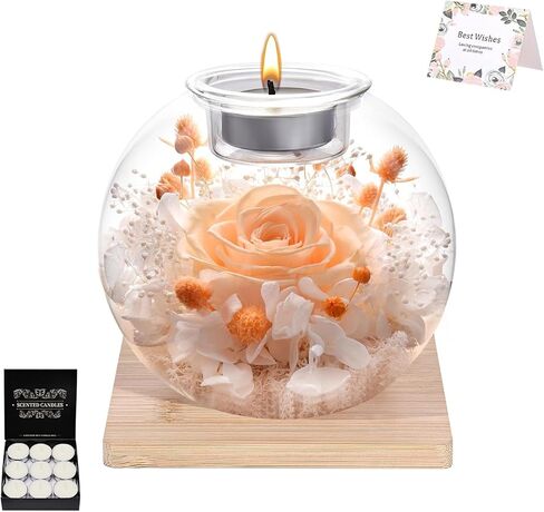 Champagne Forever Flowers Scented Candle in Glass Dome-Long Lasting Aroma Home Decor | Unique Birthday Gift for Women, Mom, Girlfriend, Wife | Ideal for Mother's Day, Valentine's Day, Christmas in Saudi Arabia
