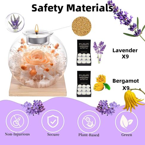 Champagne Forever Flowers Scented Candle in Glass Dome-Long Lasting Aroma Home Decor | Unique Birthday Gift for Women, Mom, Girlfriend, Wife | Ideal for Mother's Day, Valentine's Day, Christmas in Kuwait