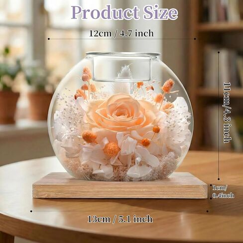 Champagne Forever Flowers Scented Candle in Glass Dome-Long Lasting Aroma Home Decor | Unique Birthday Gift for Women, Mom, Girlfriend, Wife | Ideal for Mother's Day, Valentine's Day, Christmas in Kuwait