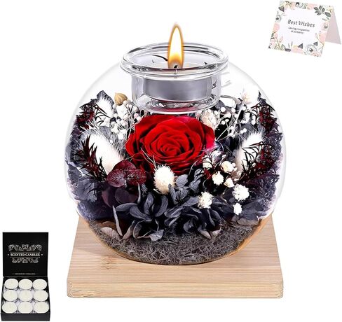 Champagne Forever Flowers Scented Candle in Glass Dome-Long Lasting Aroma Home Decor | Unique Birthday Gift for Women, Mom, Girlfriend, Wife | Ideal for Mother's Day, Valentine's Day, Christmas in Kuwait