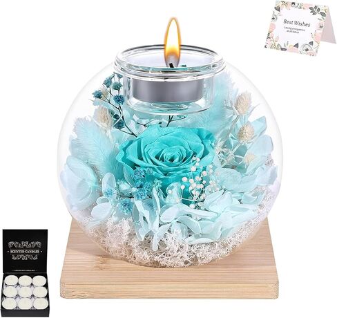 Champagne Forever Flowers Scented Candle in Glass Dome-Long Lasting Aroma Home Decor | Unique Birthday Gift for Women, Mom, Girlfriend, Wife | Ideal for Mother's Day, Valentine's Day, Christmas in Kuwait