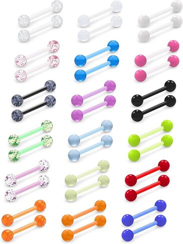 14G Glow in Dark Bioflex Flexible Acrylic Nipple Tongue Rings Piercing Jewelry Retainer 14 Gauge Plastic Straight Barbell Tongue Nipple Piercing Jewelry For Women Men 14MM 16MM Bar in Kuwait