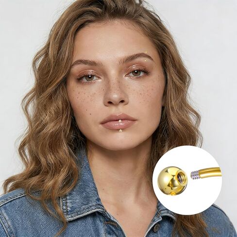 9 Pcs Gold Eyebrow Piercing - 16G Stainless Steel Gold Eyebrow Piercing for Women Men - CZ Labret Lip Daith Navel Belly Button Helix Tragus 6mm 8mm 10mm in Kuwait