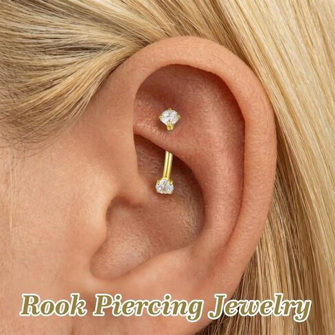 9 Pcs Gold Eyebrow Piercing - 16G Stainless Steel Gold Eyebrow Piercing for Women Men - CZ Labret Lip Daith Navel Belly Button Helix Tragus 6mm 8mm 10mm in Kuwait