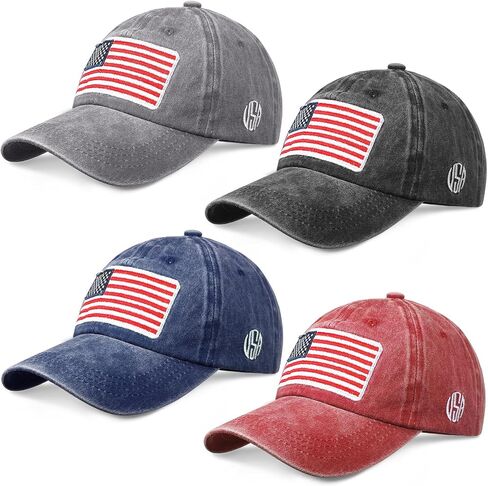 Haysandy 4 Pieces 250 Anniversary USA Hats American Baseball Caps 4th of July Embroidered USA Patriotic Pride Hats Adjustable Washed Cotton Baseball Cap for Men Women in Kuwait