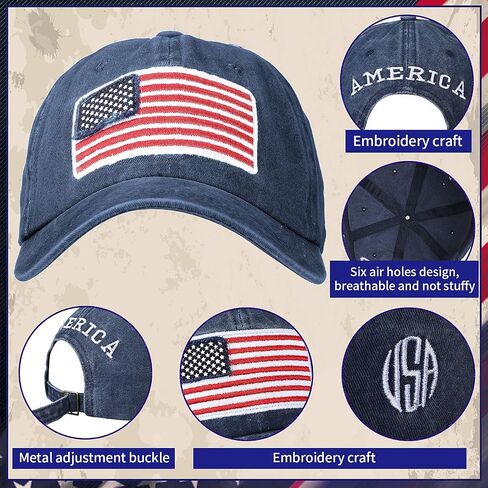 Haysandy 4 Pieces 250 Anniversary USA Hats American Baseball Caps 4th of July Embroidered USA Patriotic Pride Hats Adjustable Washed Cotton Baseball Cap for Men Women in Kuwait