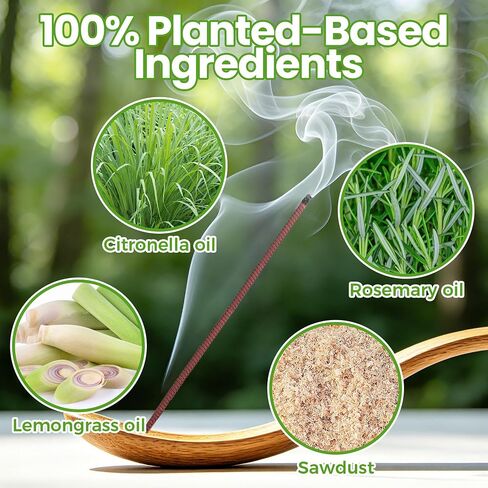 24 Pack Mosquito Incense Sticks for Outdoor Patio Backyard Indoors Camping Travel Yoga, DEET Free Mosquito Repellent Sticks Safe for Kids Pets, Long-Lasting 2-Hour Burn Time in Saudi Arabia