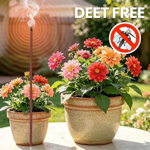 24 Pack Mosquito Incense Sticks for Outdoor Patio Backyard Indoors Camping Travel Yoga, DEET Free Mosquito Repellent Sticks Safe for Kids Pets, Long-Lasting 2-Hour Burn Time in Saudi Arabia