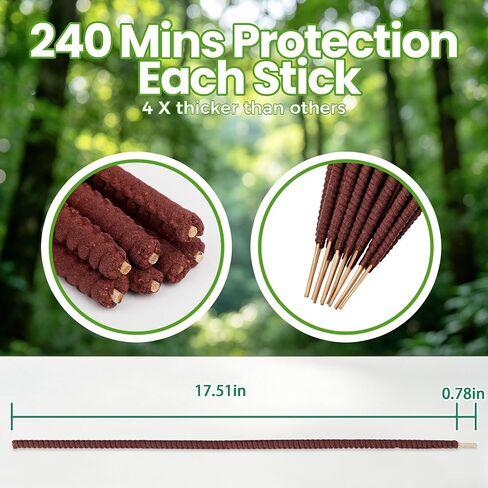 24 Pack Mosquito Incense Sticks for Outdoor Patio Backyard Indoors Camping Travel Yoga, DEET Free Mosquito Repellent Sticks Safe for Kids Pets, Long-Lasting 2-Hour Burn Time in Saudi Arabia