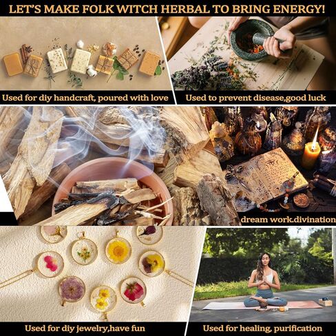 50 Pcs Premium Witchcraft Herbs Collection, Ultimate Dried Flowers Apothecary Kit for Advanced Wicca, Pagan Spells, Divination & Grimoire Restock (10g/Bag) in Saudi Arabia