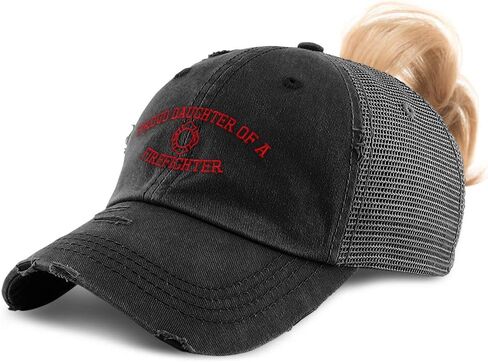 Speedy Pros Womens Ponytail Cap Proud Daughter of Firefighter Embroidery Cotton in Kuwait