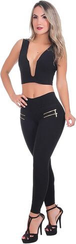 Cotton Leggings for Women with Zippers with Internal Body Shaper and Butt Lifter Multiple Styles in Saudi Arabia