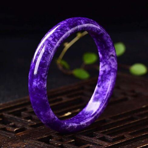 Jade Bangle Bracelet for Women, Natural Purple Pink Blue Shujulai Retro Chinese Style Gemstone Jewelry in Saudi Arabia