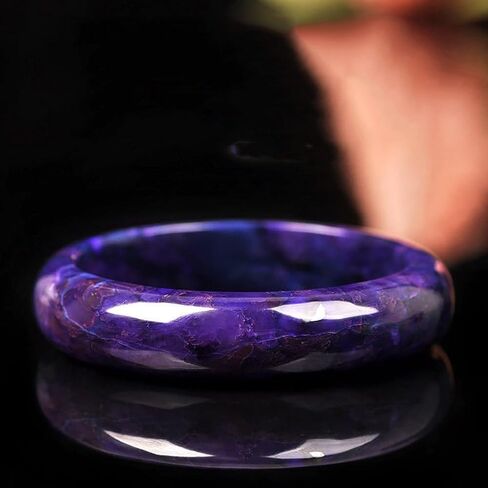 Jade Bangle Bracelet for Women, Natural Purple Pink Blue Shujulai Retro Chinese Style Gemstone Jewelry in Saudi Arabia