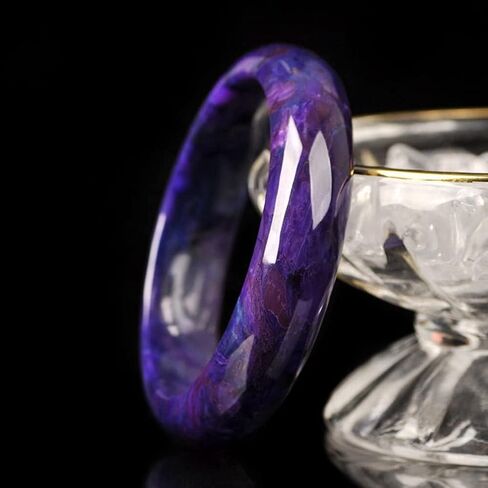 Jade Bangle Bracelet for Women, Natural Purple Pink Blue Shujulai Retro Chinese Style Gemstone Jewelry in Saudi Arabia
