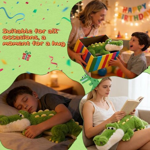 Alligator Stuffed Animal Plush Toy, Lying Flat Crocodile Hugging Pillow, Soft Long Plush for Kids & Adults, Cute Green Alligator Plush for Bed, Sofa, Gift 19.6in in Saudi Arabia