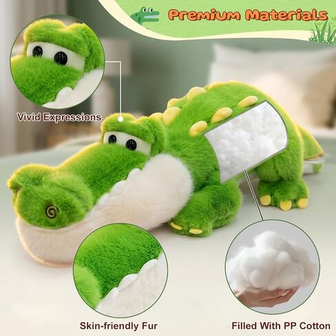 Alligator Stuffed Animal Plush Toy, Lying Flat Crocodile Hugging Pillow, Soft Long Plush for Kids & Adults, Cute Green Alligator Plush for Bed, Sofa, Gift 19.6in in Saudi Arabia