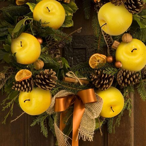 Lorigun 6 Pcs Fake Apples, Artificial Apples for Decoration Realistic Fake Fruits Yellow Faux Apples for Crafts, Faux Fruits for Kitchen Display Prop in Kuwait