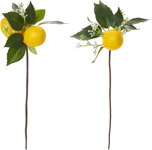 UPSTORE 2 Pack Artificial Lemon Branches 10.2 Inch Fake Lemon Fruit Stems with Leaves Realistic Faux Lemons Decor for Table Centerpieces Home Office DIY Arrangements in Kuwait