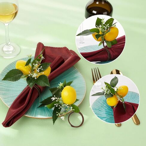 UPSTORE 2 Pack Artificial Lemon Branches 10.2 Inch Fake Lemon Fruit Stems with Leaves Realistic Faux Lemons Decor for Table Centerpieces Home Office DIY Arrangements in Kuwait