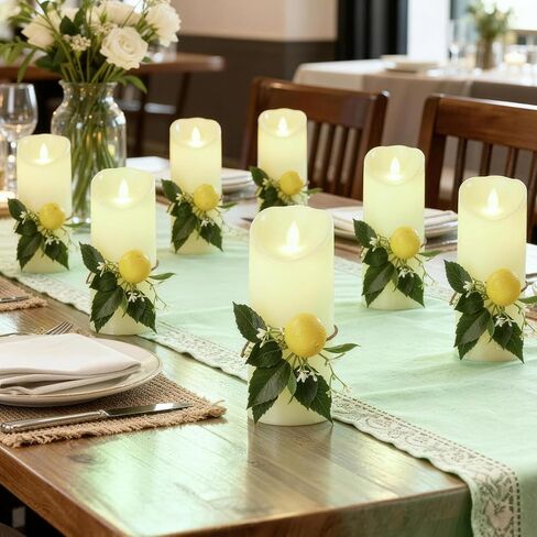 UPSTORE 2 Pack Artificial Lemon Branches 10.2 Inch Fake Lemon Fruit Stems with Leaves Realistic Faux Lemons Decor for Table Centerpieces Home Office DIY Arrangements in Kuwait