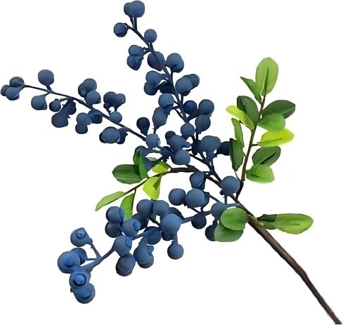 Artificial Blueberry Stems with Berries, Blue Christmas Fruit Decor, DIY Floral Arrangement, Artificial Plants Flowers in Kuwait