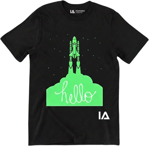 Illuminated Apparel Kids Blast Off Rocket Space Shuttle Interactive Glow in The Dark T-Shirt in Saudi Arabia
